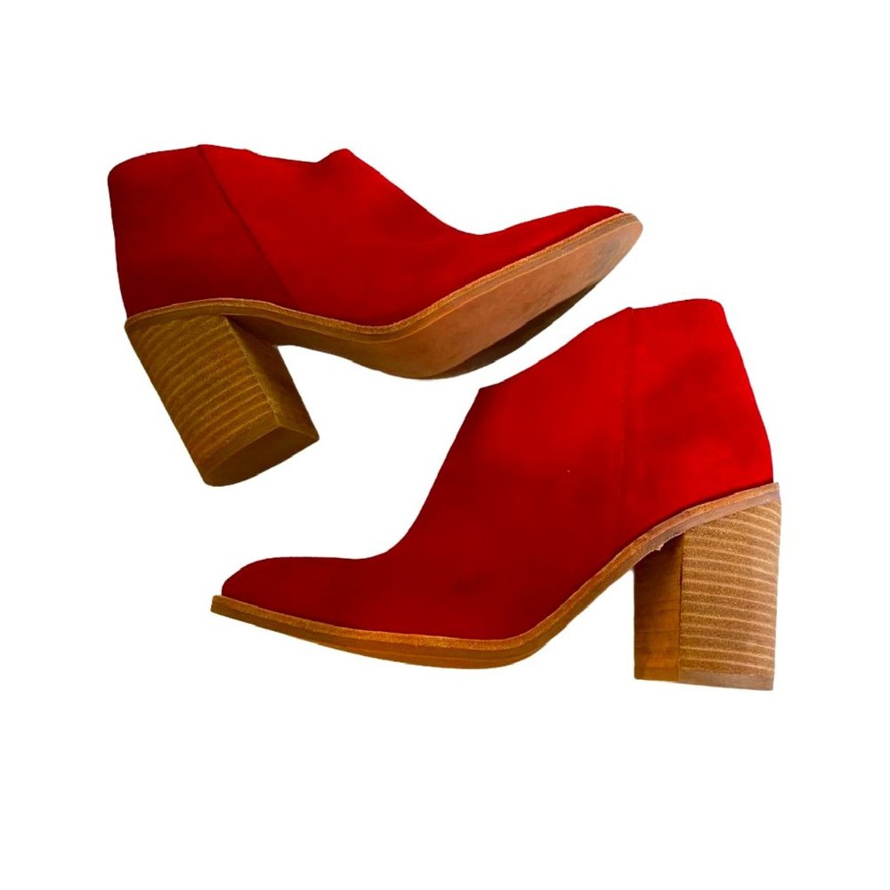 Jeffrey Campbell Red Suede Block Heel Booties